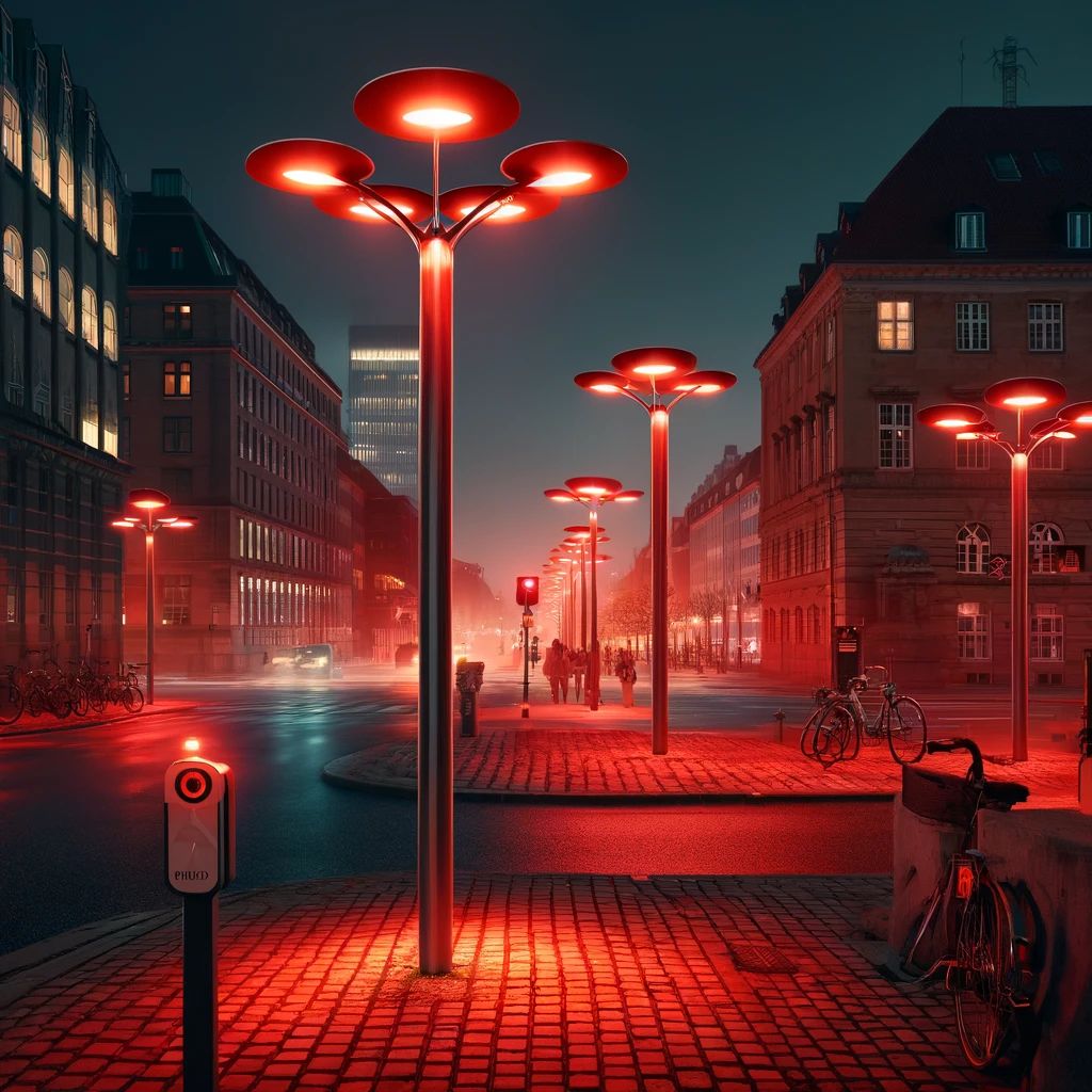 lampadaires à lumière rouge