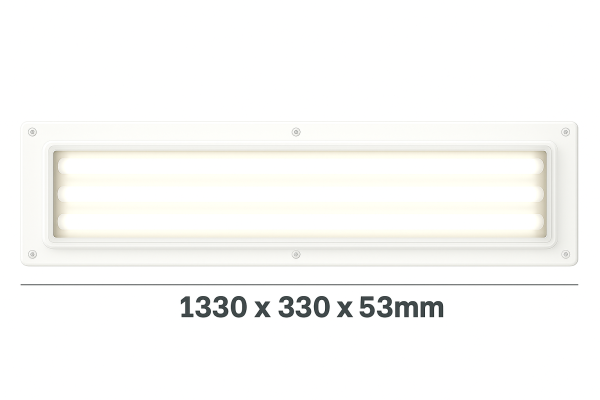 Bloc d’éclairage LED 3x1200mm pour cabine de peinture – Caisson blanc RAL9003